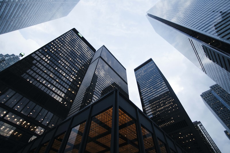 Commercial office towers with glass facades — commercial window cleaning Canterbury